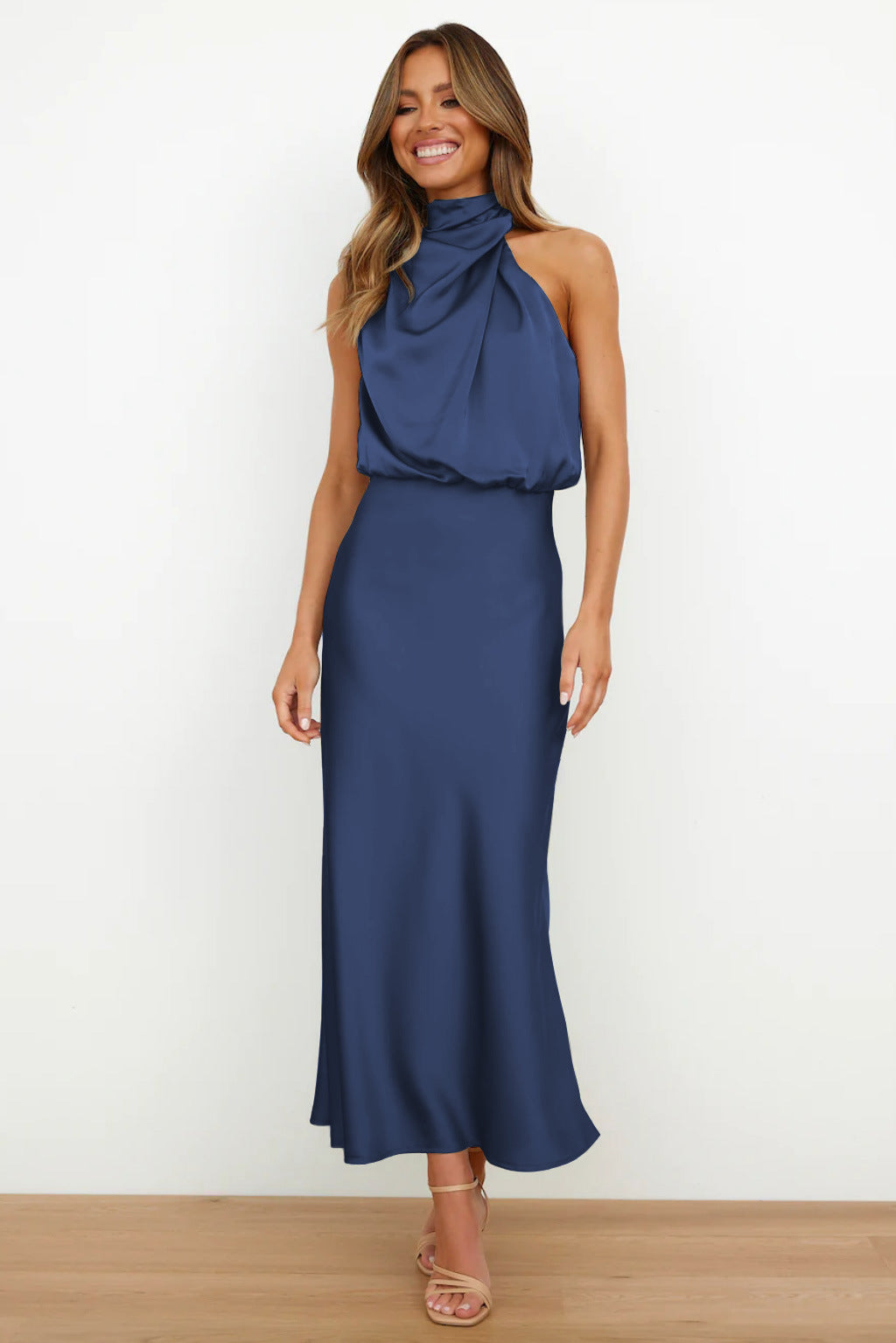 Valery™ | Satin Dress with Halter Neckline