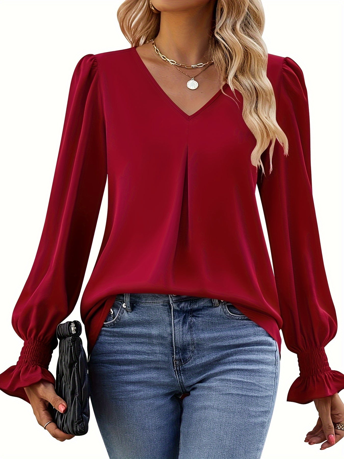 Kim™ | Solid Color Autumn Blouse