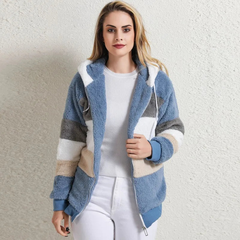 Teresa™ -  Striped Hooded Teddy Jacket