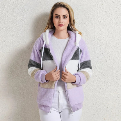 Teresa™ -  Striped Hooded Teddy Jacket