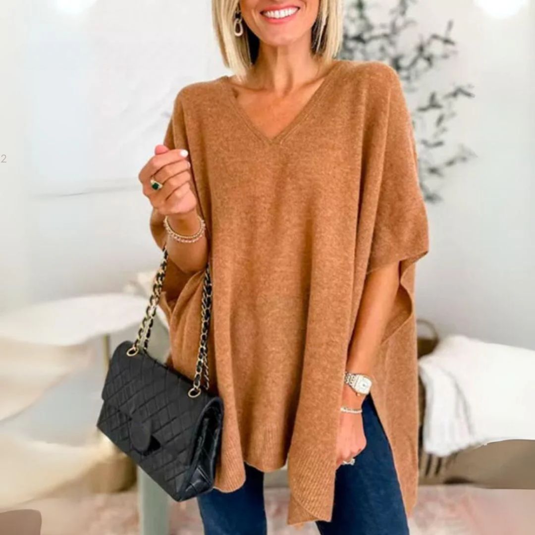 Vera™ - Elegant Poncho Shirt With V-Neck