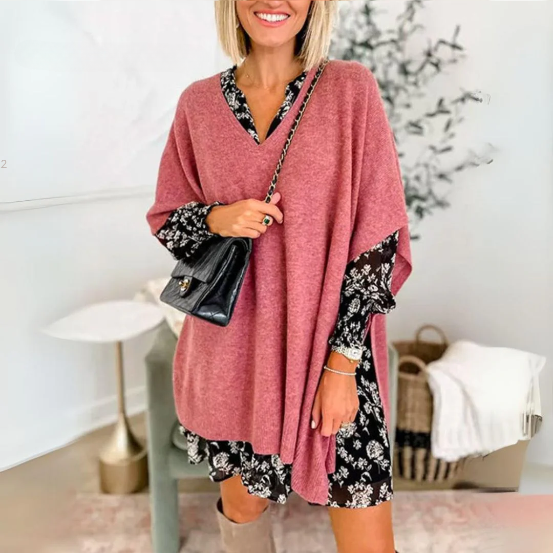 Vera™ - Elegant Poncho Shirt With V-Neck