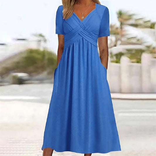 Alora™ - Elegant Midi Dress with Tummy Coverage