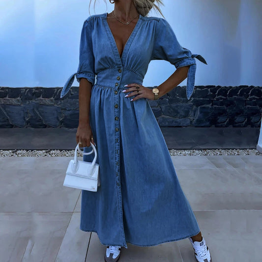 Oliva™ - Elegant Denim Dress